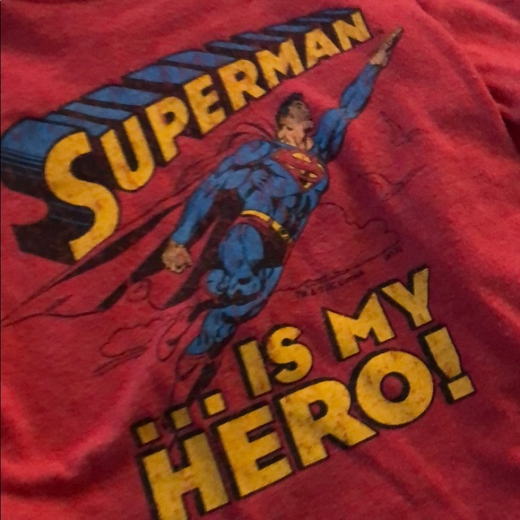 BOYS SUPERMAN LONG SLEEVE SHIRT - Picture 2 of 4
